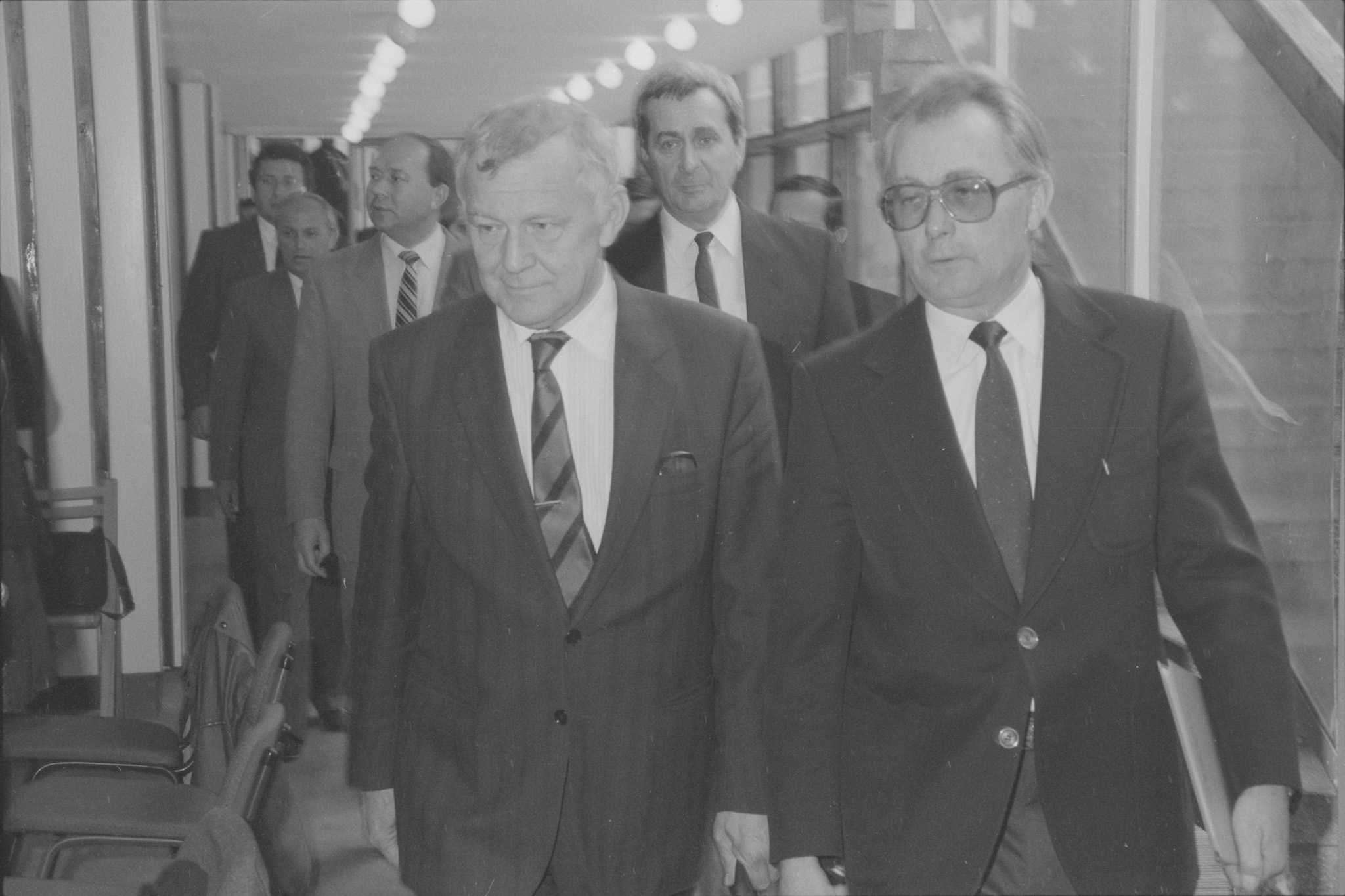 21.04.1990 Jastrzębie - kopalnia XXX-lecia PRL - spotkanie z premierem Mieczysławem Rakowskim