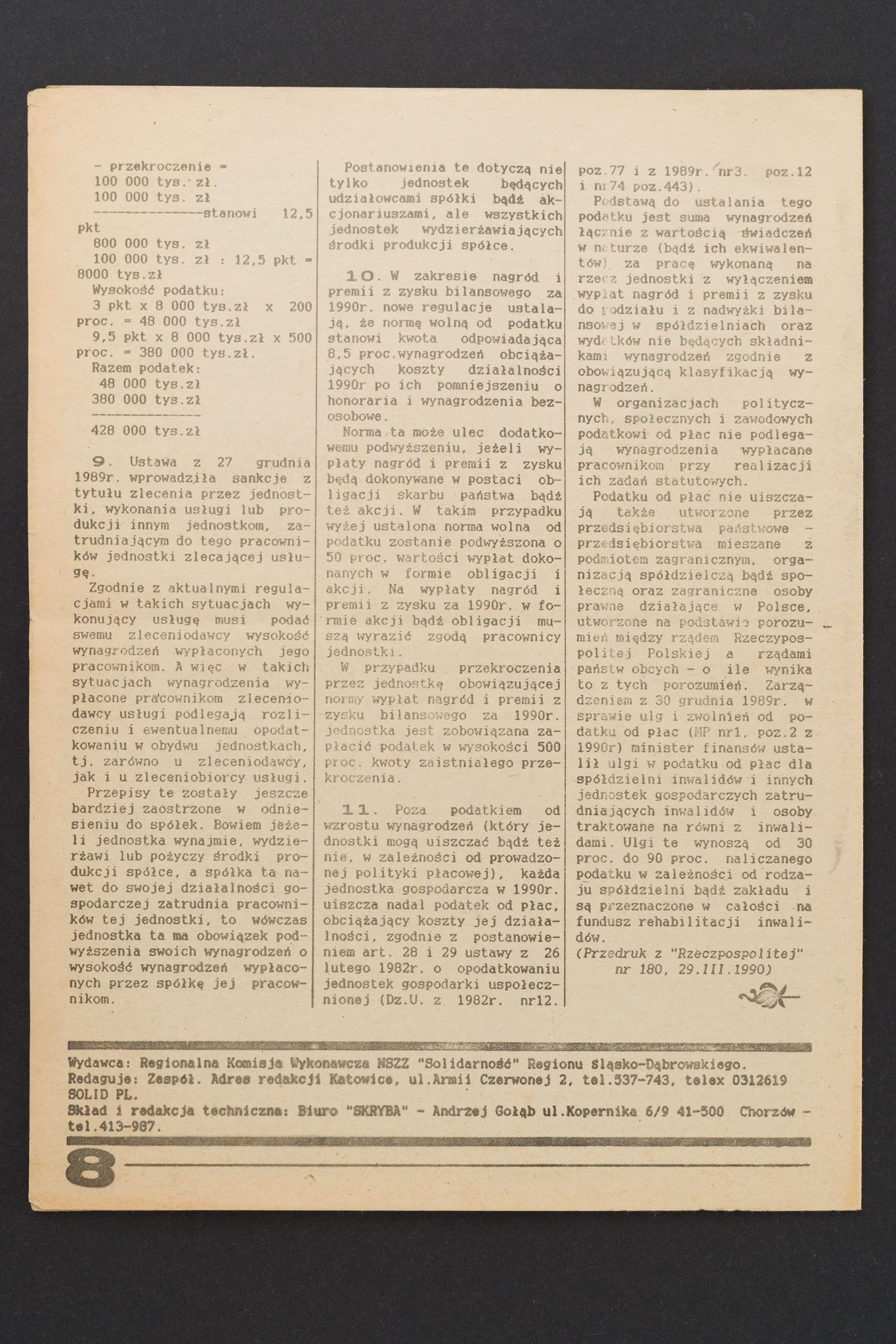 Biuletyn informacyjny region śląsko-dąbrowski nr 13 (36) 05.04.1990