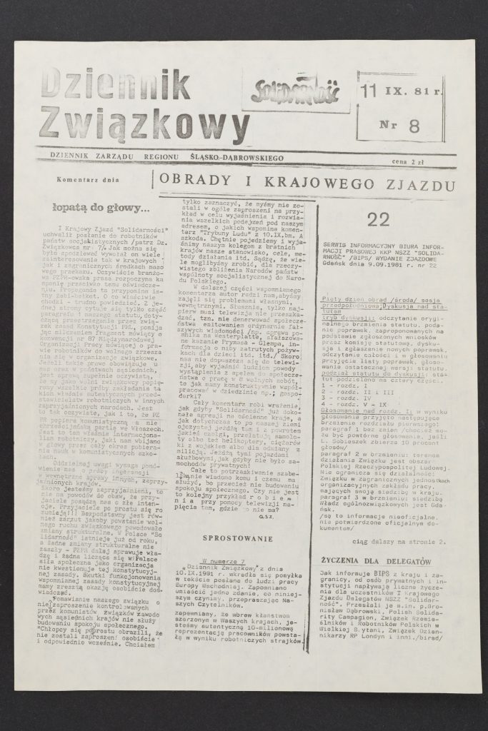 Dziennik związkowy nr 8 11.09.1981