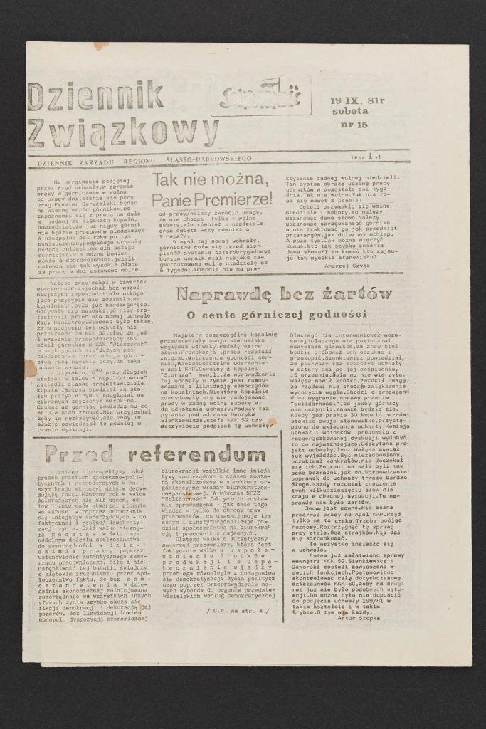 Dziennik związkowy nr 15 19.09.1981