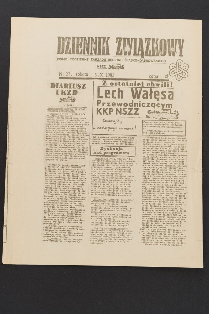 Dziennik związkowy nr 27 3.10.1981