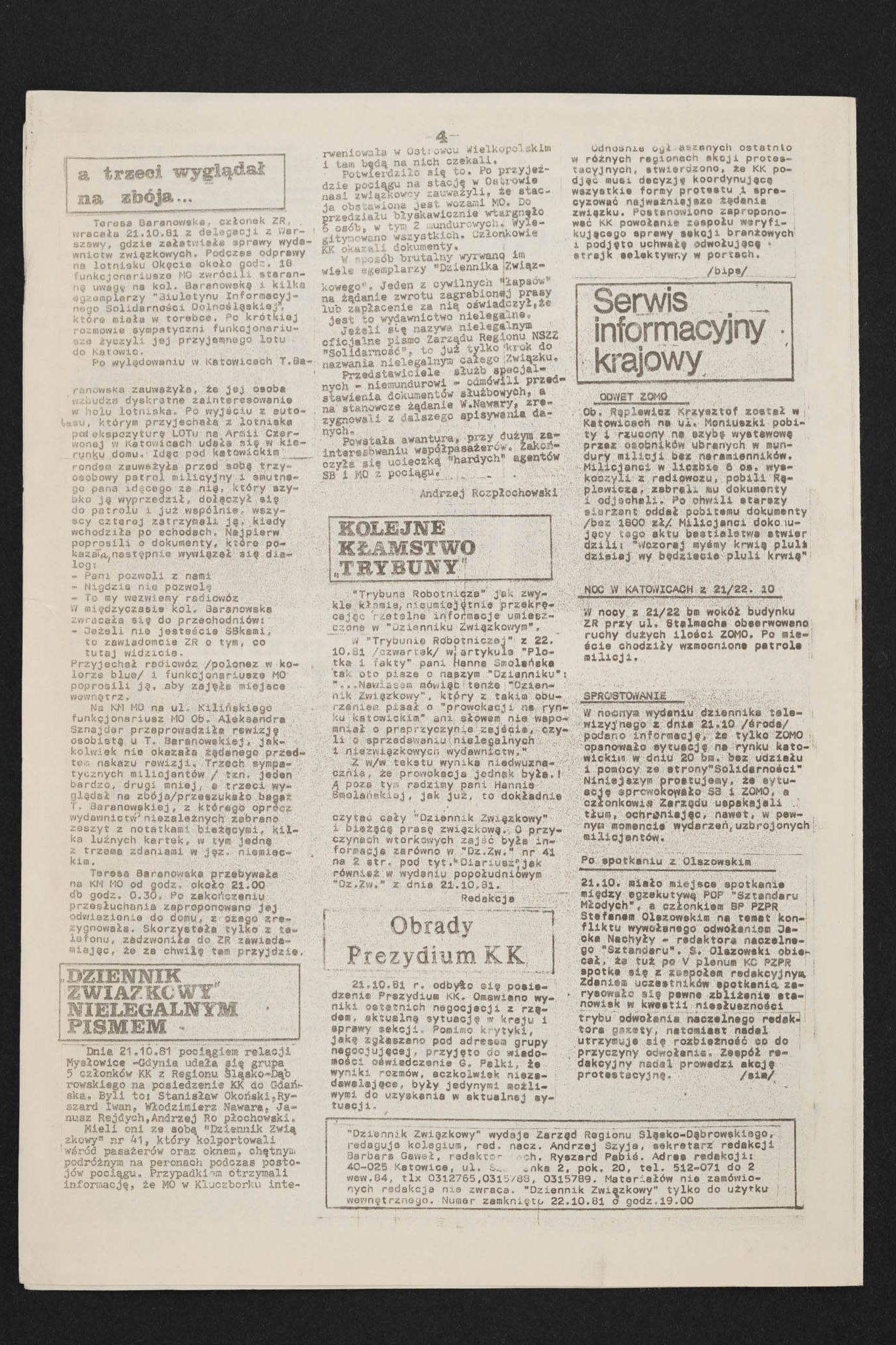Dziennik związkowy nr 43 23.10.1981