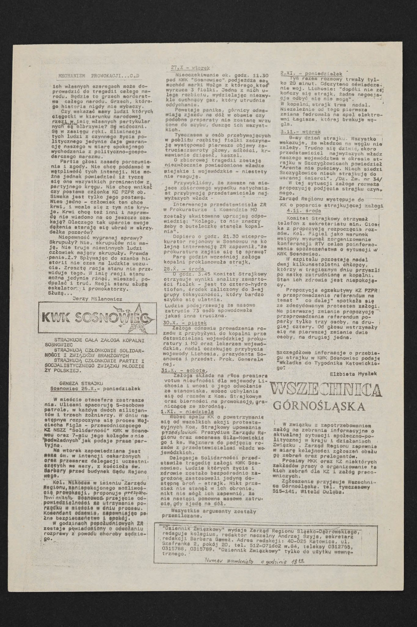 Dziennik związkowy nr 52 5.11.1981