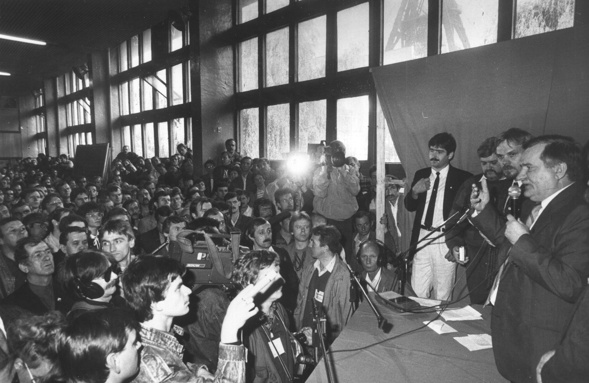 Jastrzębie, KWK Zofiówka, październik 1990, spotkanie z górnikami