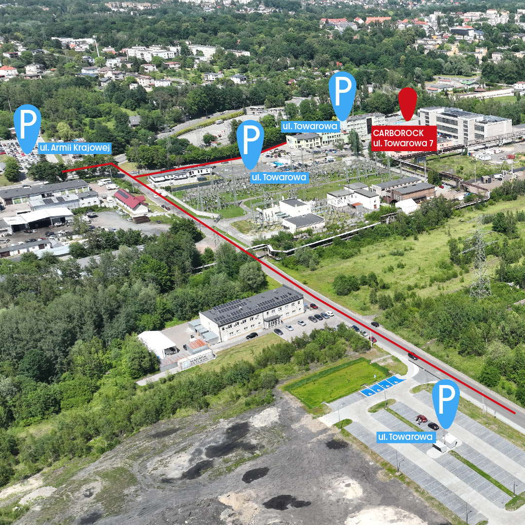 Mapa parkingów - Carborock 2025.