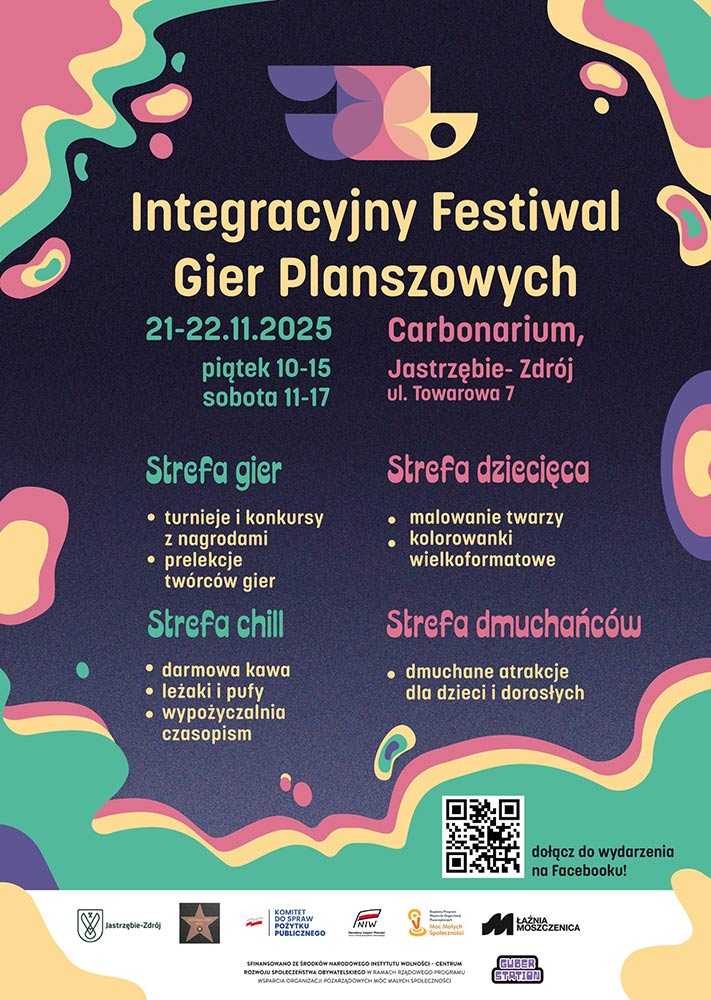 Festiwal gier planszowych - plakat - informacje powtórzone.