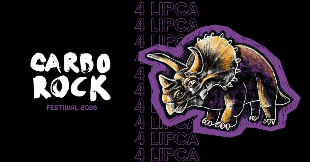 Plakat z napisem CARBOROCK Festiwal 2026 - 4 lipca.
