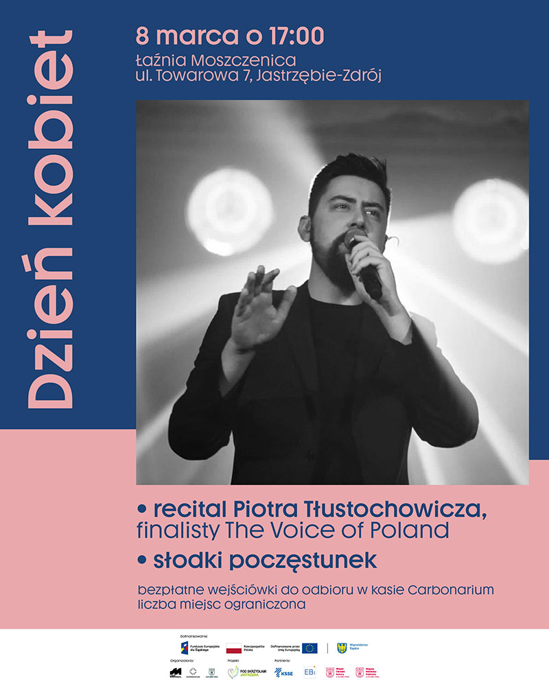 Plakat wydarzenia ze zdjęciem Piotra Tłustochowicza.