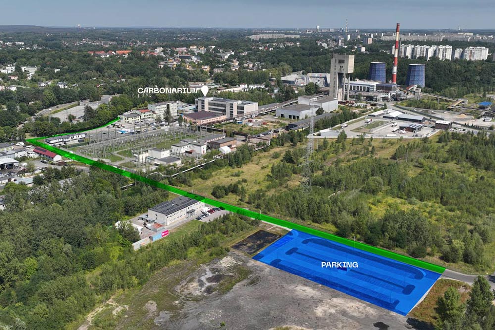 Zdjęcie pokazujące parking.