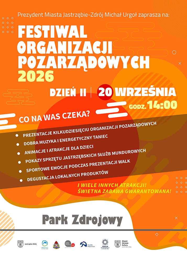 Festiwal Organizacji Pozarządowych 2026 - plakat - informacje powtórzone.