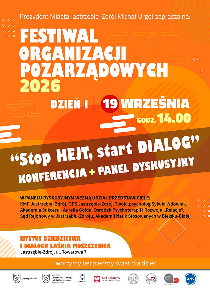 Festiwal Organizacji Pozarządowych 2026 - plakat - informacje powtórzone.