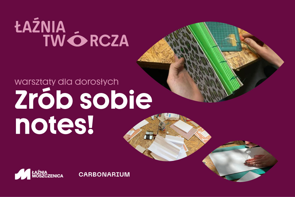 Warsztaty - szycie notesów - plakat.